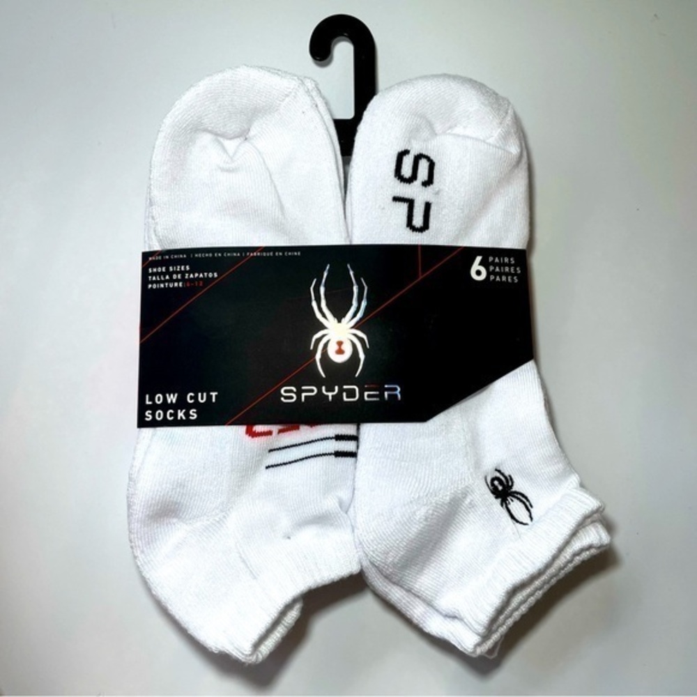 Spyder men’s low cut socks 6 pairs size 6-12 white black red
